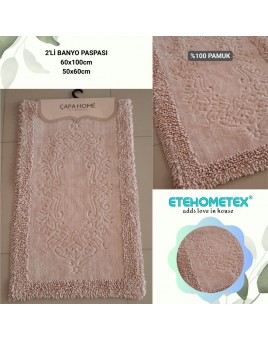 ÇAPA HOME PAMUK 2'Lİ BANYO PASPASI PUDRA 8696474231917